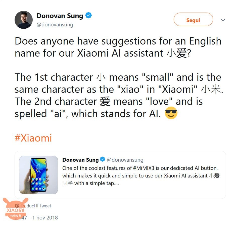 xiao an den Gesangsassistenten