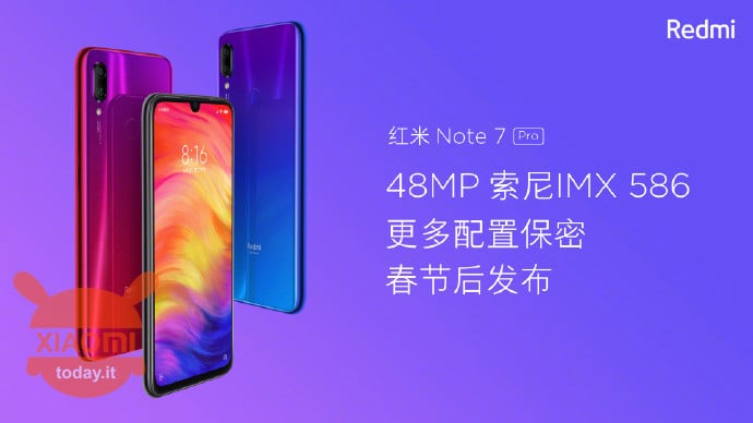 Xiaomi Redmi Note 7 Pro : Sony IMX586 센서로 2 월에 발표 될 예정입니다.