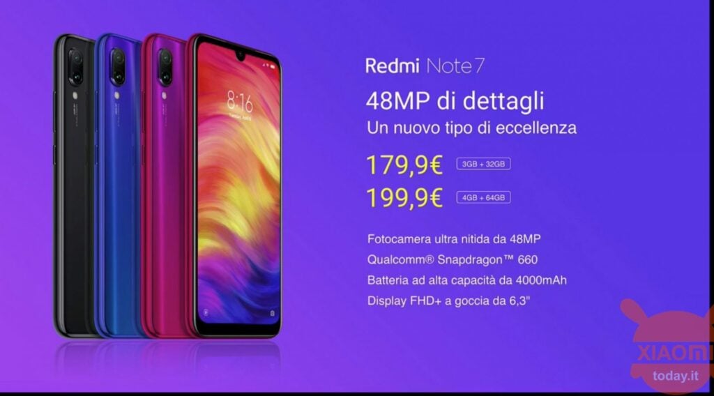 Xiaomi Redmi Note 7 prezzi Italia