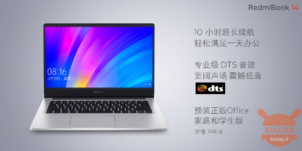 RedmiBook 14 specifiche official specifications specs 