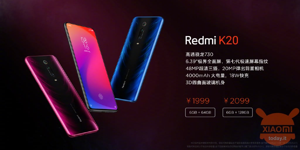 Redmi K20 Redmi K20 Pro specifiche ufficiali