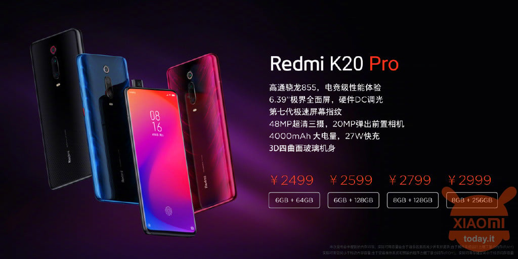 Redmi K20 Redmi K20 Pro specifiche ufficiali