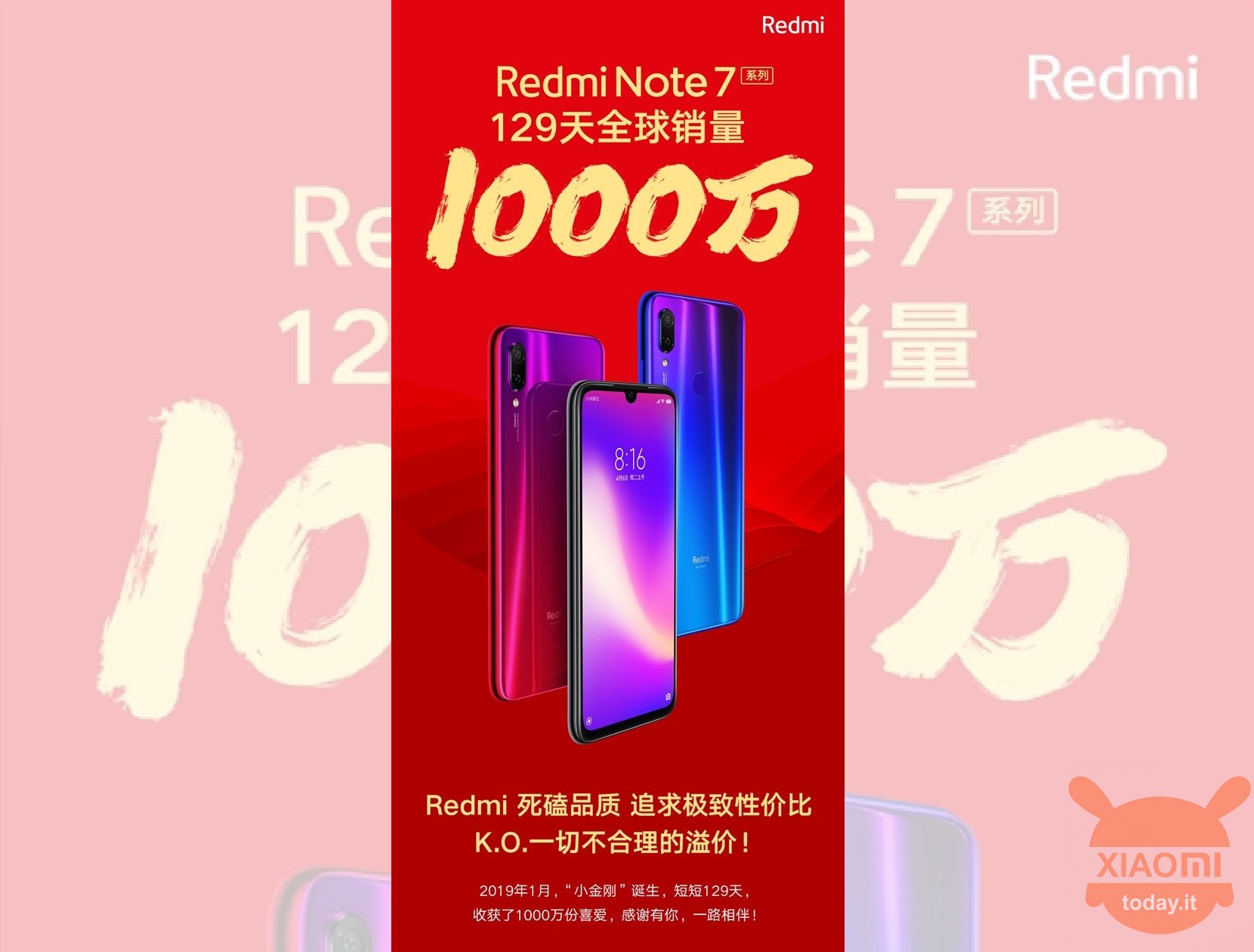 Xiaomi Redmi Note 7 10 mln vendu