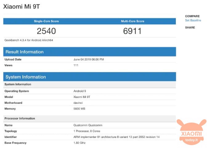 Xiaomi Mi 9T benchmark geekbench