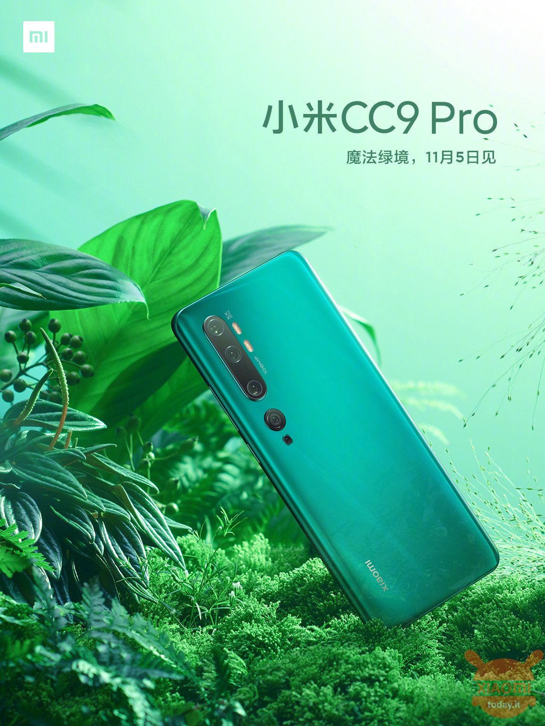 Xiaomi Mi Note 10 curved display magic green