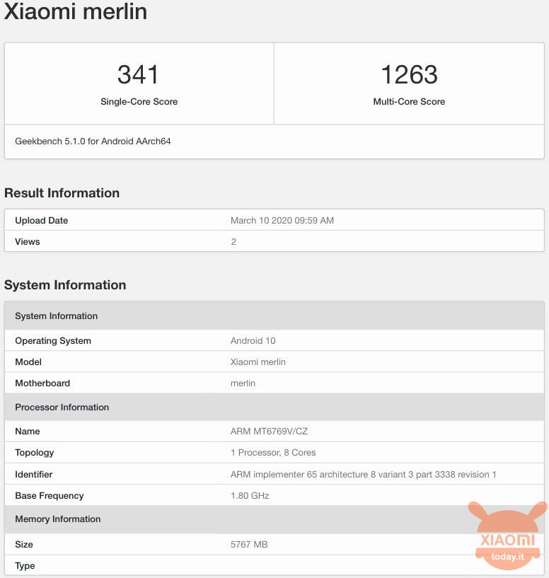 Redmi Note 9 geekbench