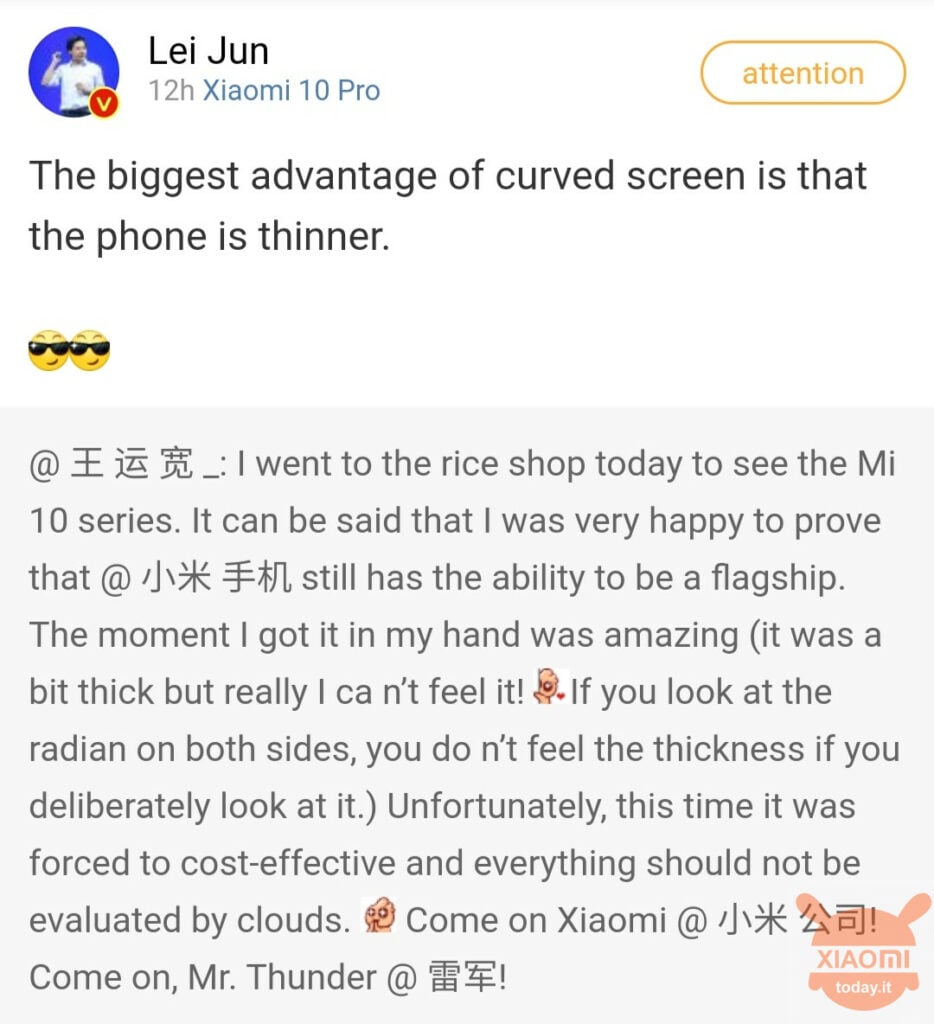 xiaomi spiega perché mi 10 ha lo schermo curvo