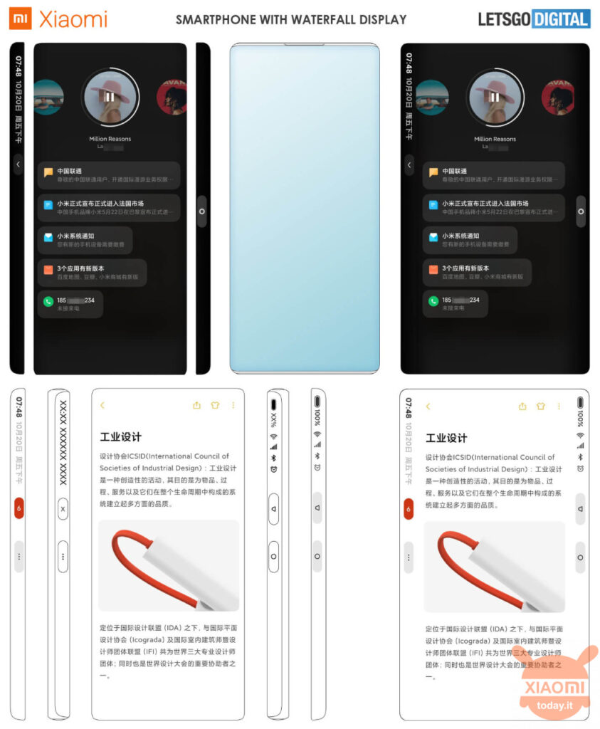 xiaomi brevetta uno smartphone con bordi in stile mi mix alpha 
