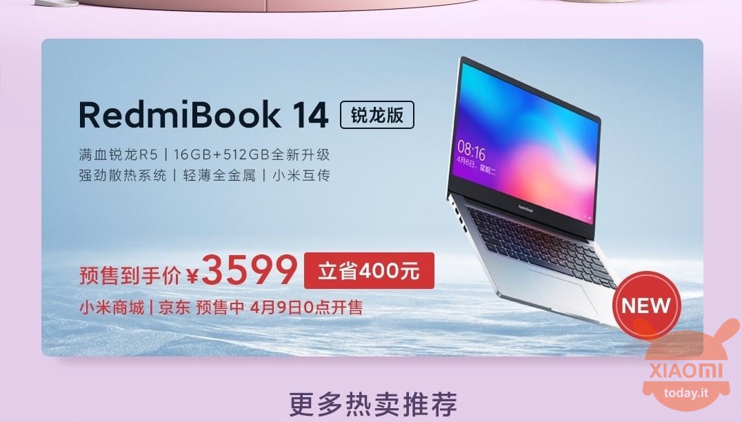 RedmiBook 14 Ryzen Edition 16GB / 512GB presentato in Cina