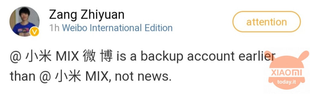 cuenta weibo xiaomi mi mix 4