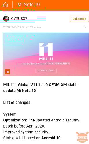 xiaomi mi note 10 android 10