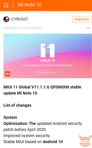 xiaomi mi note 10 android 10