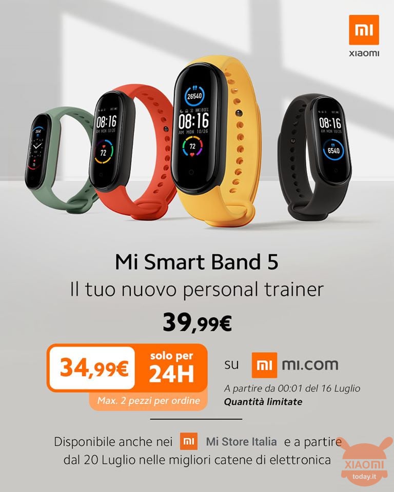 Xiaomi Mi Band 5 Xiaomi Mi Band 5, TWS Earphones 2, Electric Scooter Pro 2, TV Stick e Mi Curved Monitor 34" italia