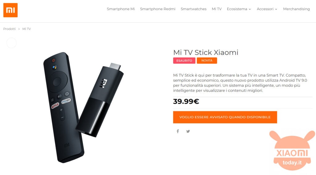 xiaomi mi tv stick prezzo europa