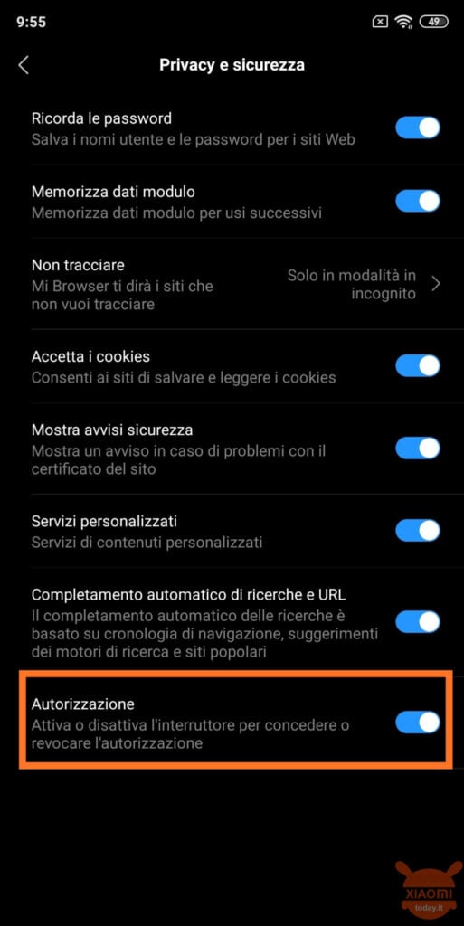 come revocare le autorizzazioni di mi browser