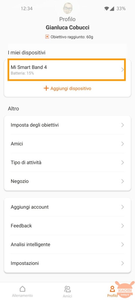 come prendere appunti su xiaomi mi band