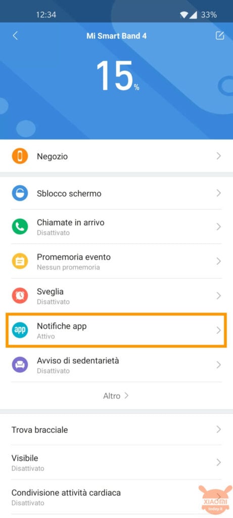 come prendere appunti su xiaomi mi band