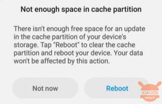 miui 12 errore download mancanza spazio cache