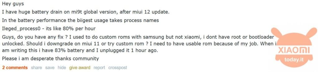 battery drain su miui 12 xiaomi mi 9t