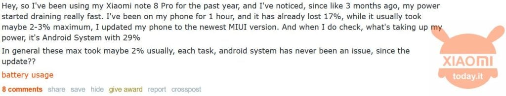 redmi note 8 pro problemi di battery drain