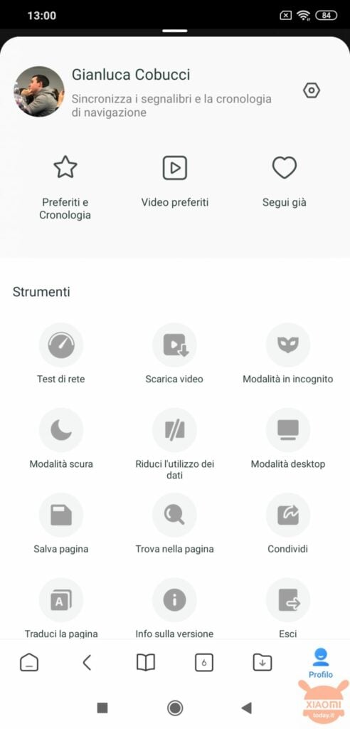 Mi Browser Pro permette di salvare screenshot come PDF