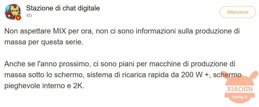 Niente Xaomi Mi MIX 4 ma ricarica 200W, risoluzione 2K e pieghevoli nel 2021