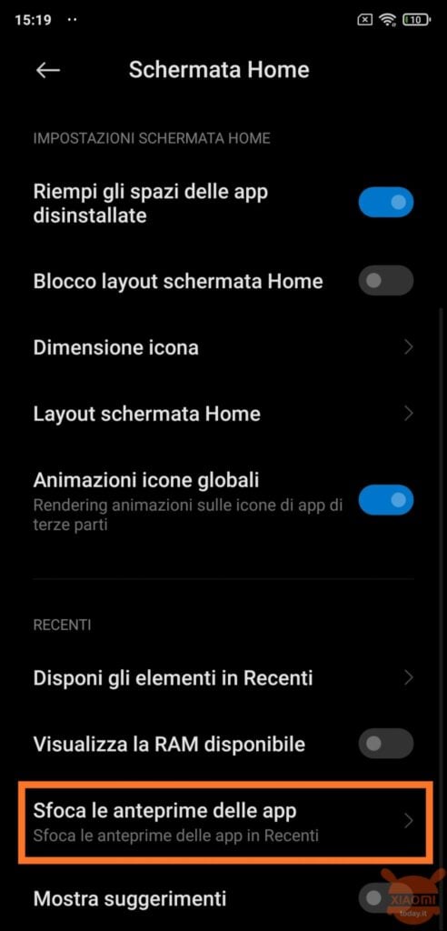 MIUI 12: come mostrare le anteprime sfocate delle app o effetto blur