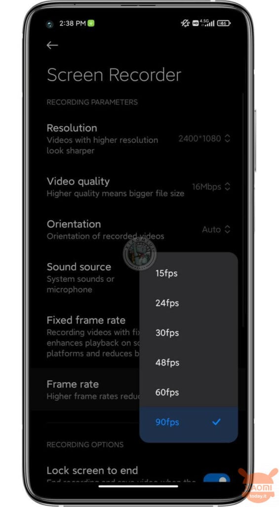 miui 12 registrazione schermo 90 fps