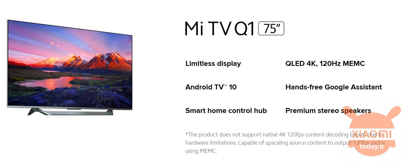 xiaomi mi tv q1 75 "does not natively support 4k with 120Hz