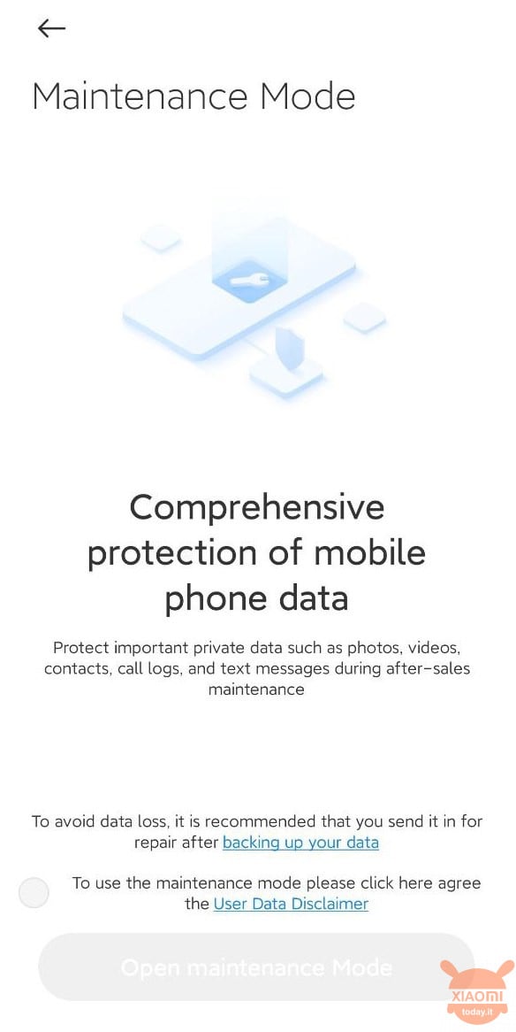 miui 12 modalità riparazione