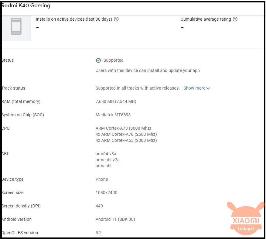 redmi k40 gaming edition google play console