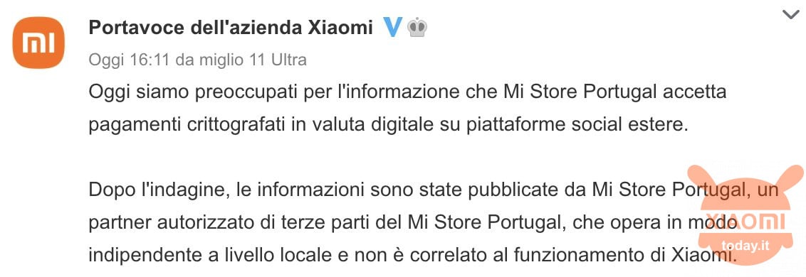 xiaomi accetta pagamenti in criptomonete: bitcoin, ethereum dash e così via