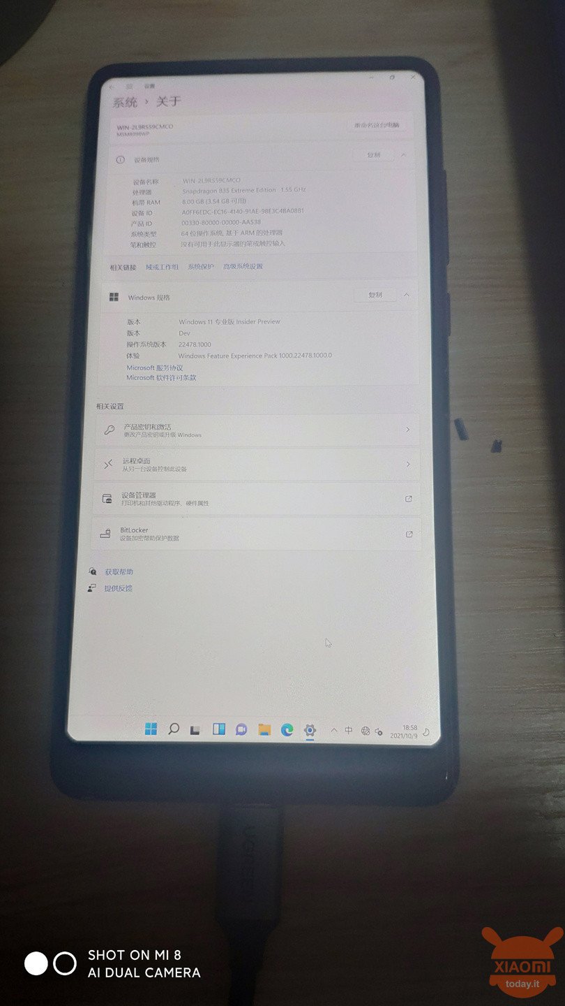 xiaomi mi mix 2 con windows 11