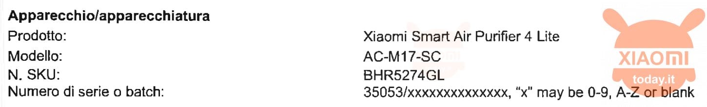 Xiaomi Mi Smart Air Purifier 4 Liteがイタリアに到着:仕様と出力