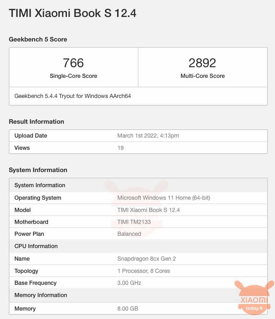 pc portable xiaomi avec snapdragon 8cx gen 2