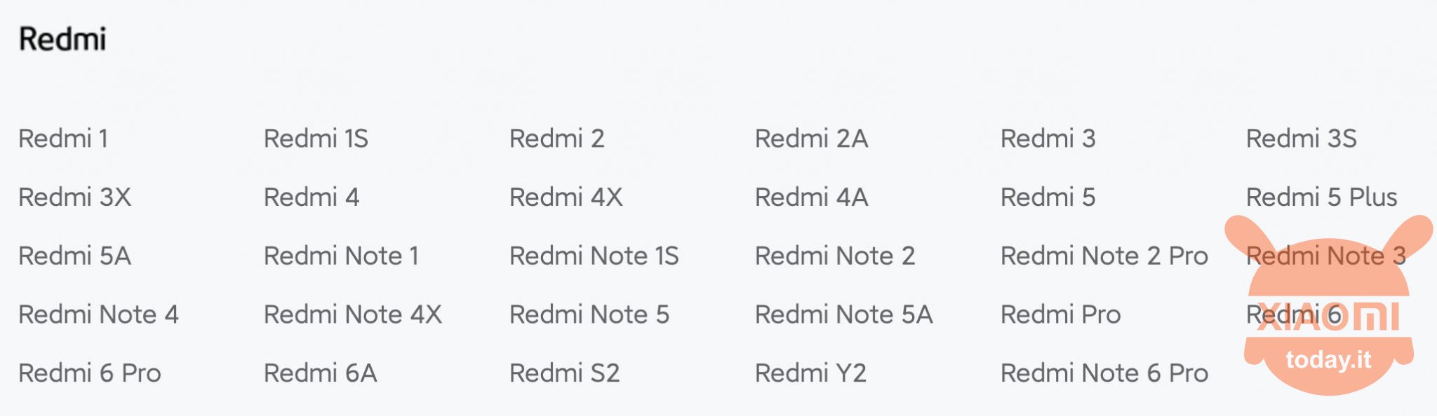 더 이상 miui 및 android를 업데이트하지 않는 redmi 목록