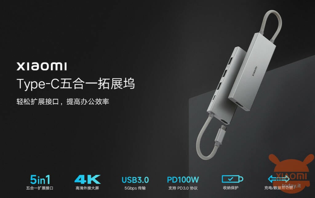 Xiaomi Type-C 5-in-1 Docking Station 67W GaN Dual-Port Charger