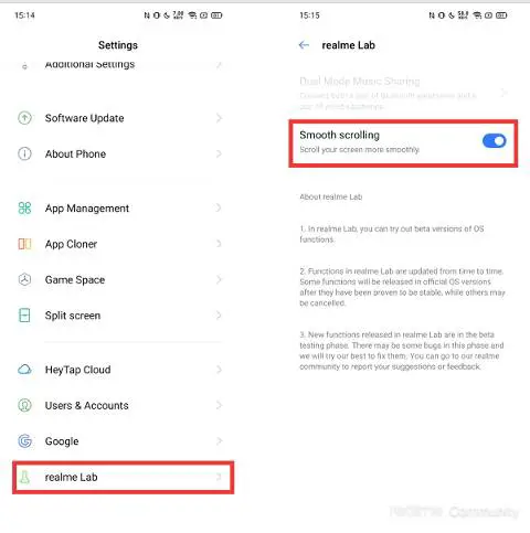 realme ui scorrimento fluido