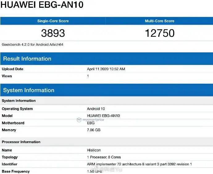 Honor 30 Pro+ Geekbench