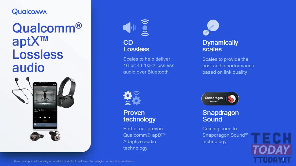 qualcomm aptx lossles audio permette audio di qualità cd ma con il bluetooth