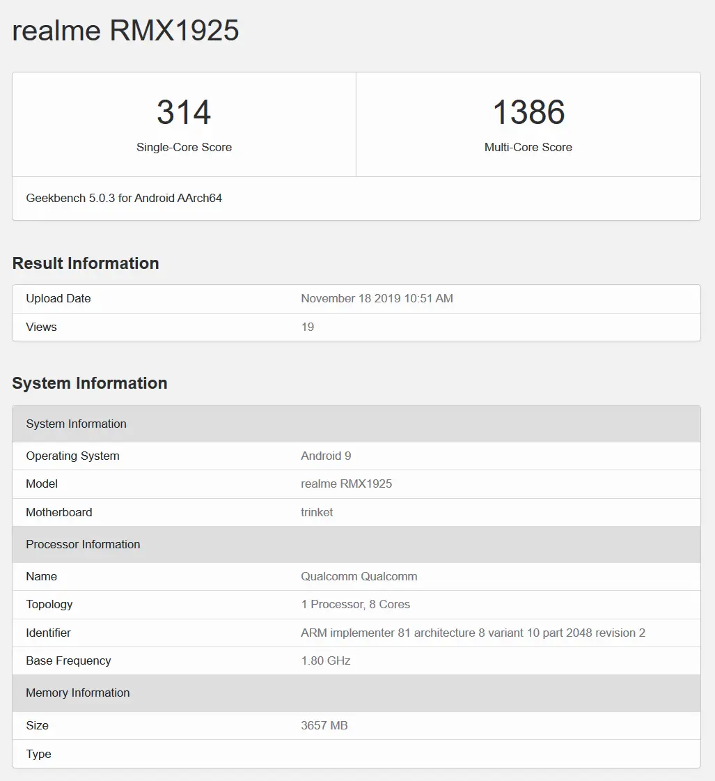 realme 5s geekbench