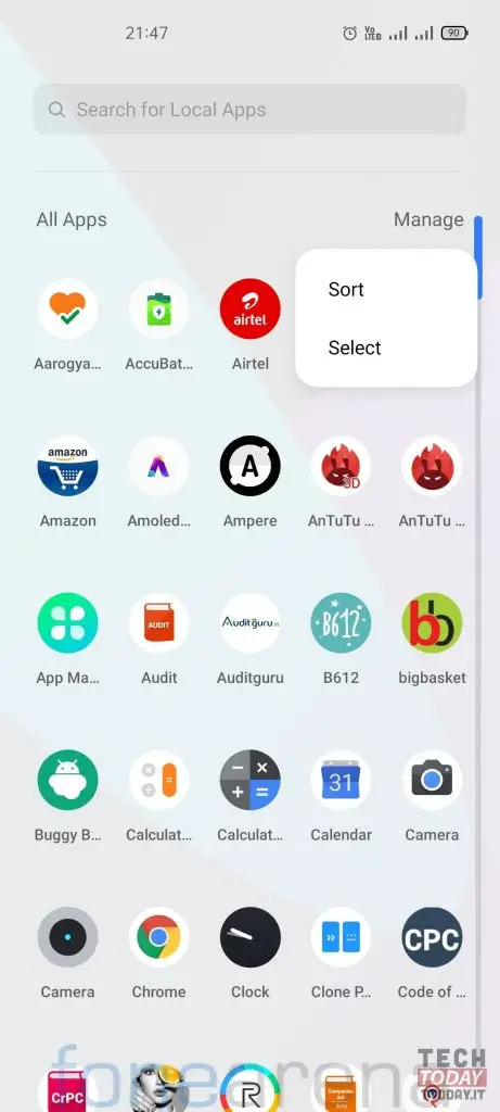 realme ui 2.0 app drawer