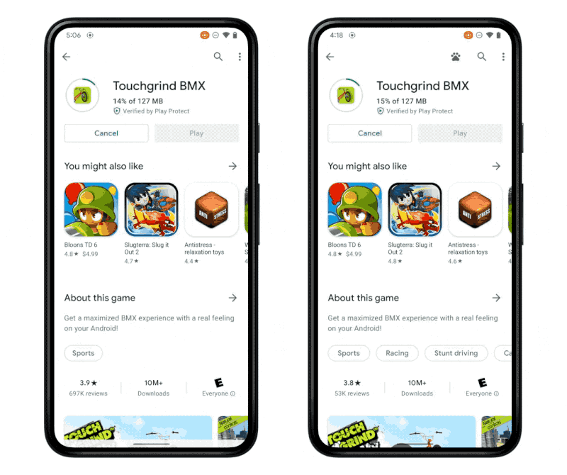 android 12: mainkan sambil mengunduh aplikasi