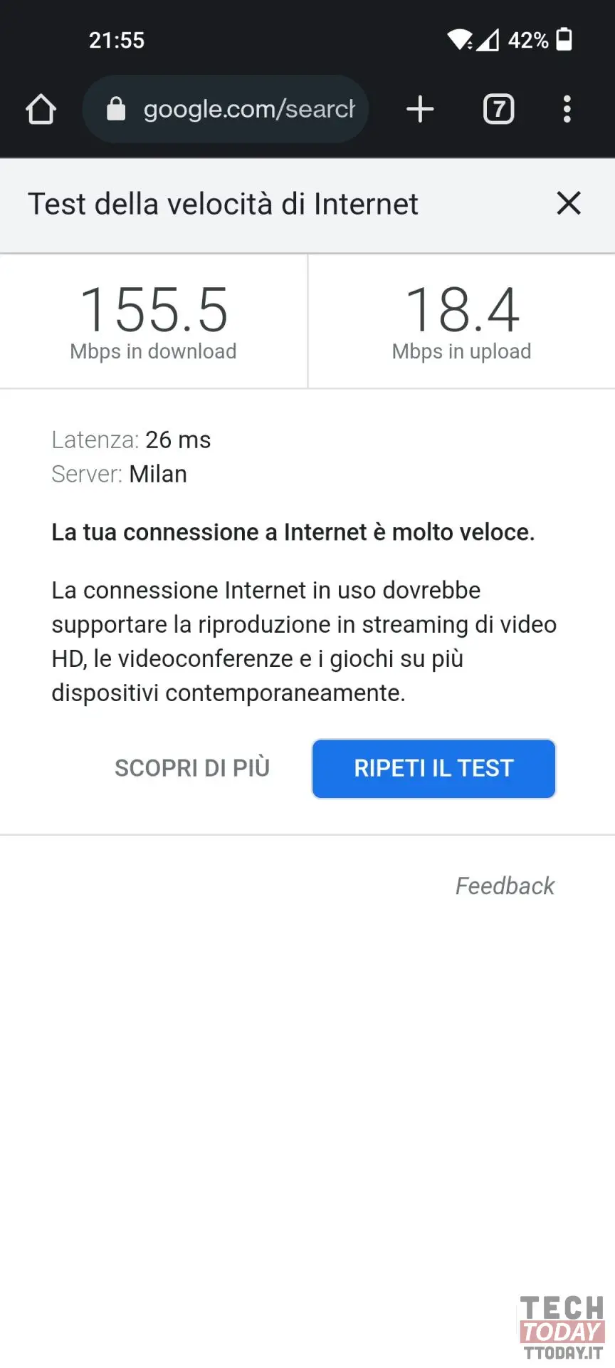 come fare speed test su smartphone con chrome