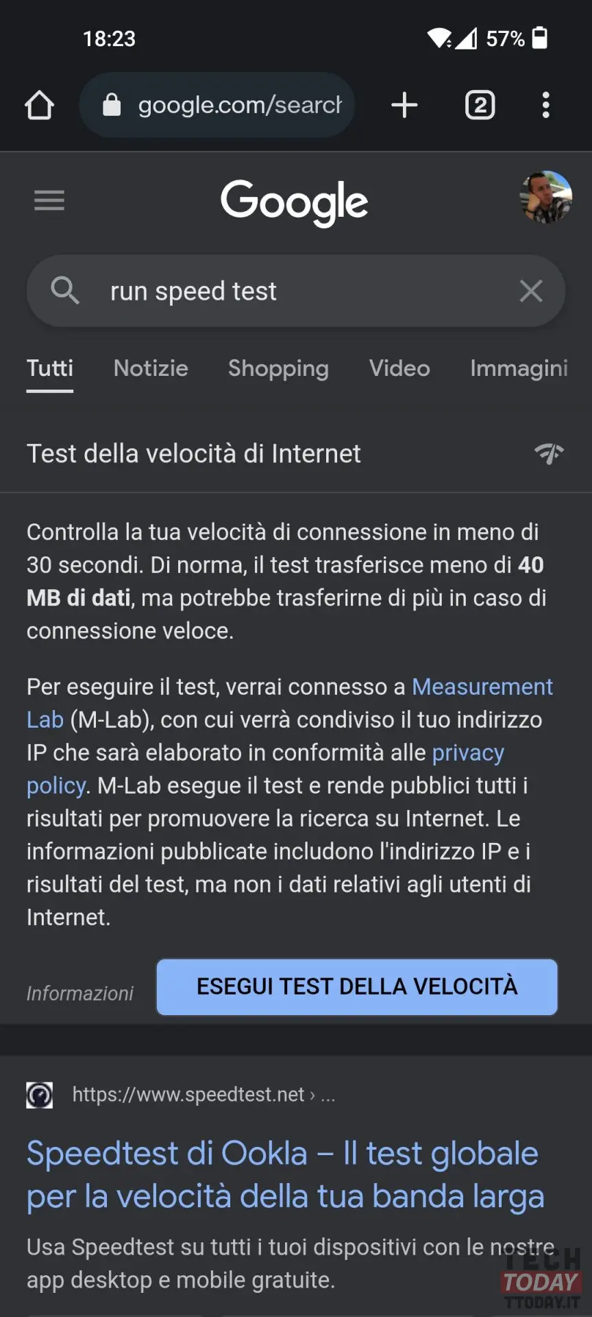 come fare speed test su smartphone con chrome