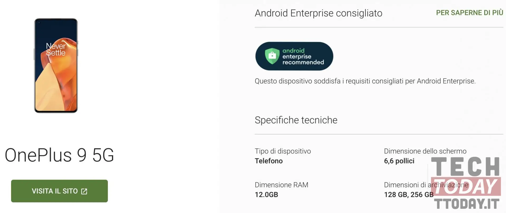 oneplus 9 è da oggi android enterprise recommended