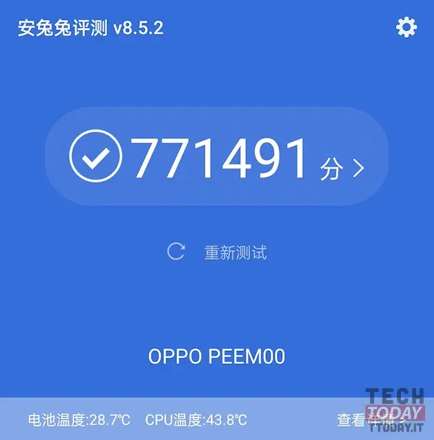 oppo find x3 punteggio antutu benchmark