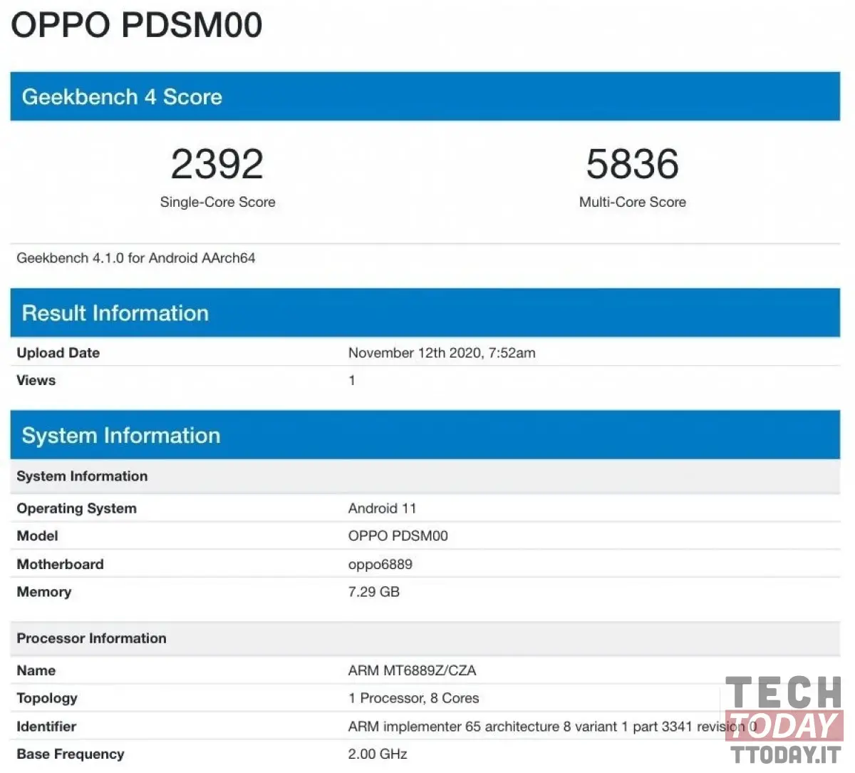 oppo reno 5 punteggi benchmark su geekbench