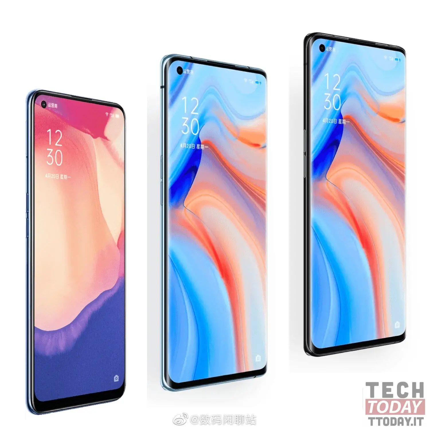 oppo reno 5 si mostra dal davanti: ecco come sarà il display della serie