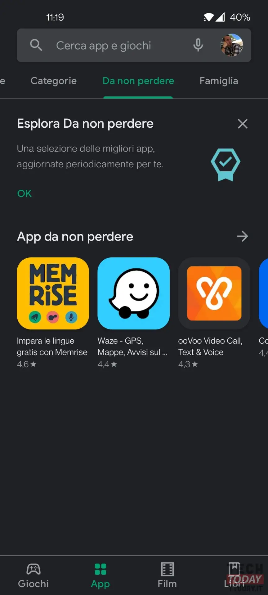 aggiornamento play store